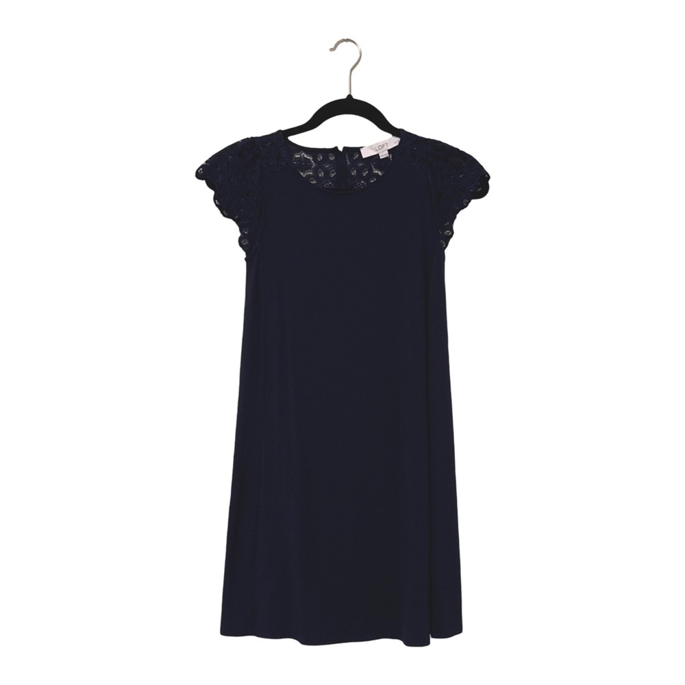 Navy dress with lace detail. LOFT Petite. 
XXSP.